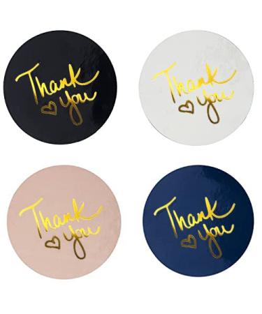 Thank You Stickers | 2 inch Thank You Stickers for Small Business| 500 Self-Adhesive & Waterproof Stickers with Gold Foil Design | 4 Classic Colors Classic 2 Inch
