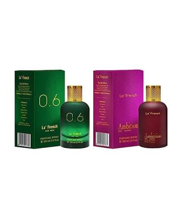 thakor craft La French 0.6 & Ambition Perfume Combo for Men & Women | 100ml + 100ml Eau De Parfum | Long Lasting Luxury Fragrance Set | Premium Scent | Perfume Gift Set (Pack of 2)