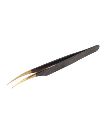 Eyelash Extension Tweezers Safe Eyelash Tweezers Precise Luxury Gold for Salon (Slightly Curved Tweezers)