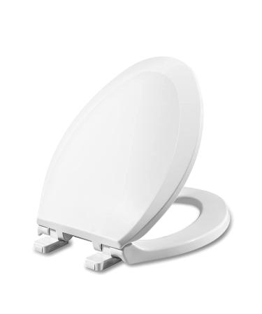 WSSROGY Elongated Toilet Seat with Lid, Quiet Close, Fits Standard Elongated or Oblong Toilets, Slow Close Seat and Cover, Oval, White