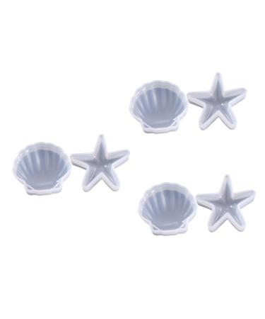 SHINEOFI 6 Pcs Diy Starfish Mold Epoxy Coaster Mold Conch Mold Plate Craft Mold Self Made Craft Supplies Whitex3pcs 8.5x6x2cmx3pcs
