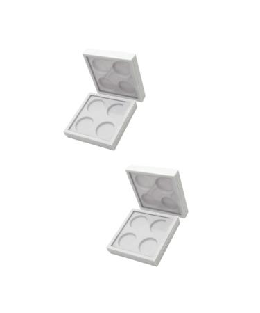 DOITOOL 4 Pcs 4 Eyeshadow Aluminum Tin Jars Lipstick Case Packing Box Lipstick Box Magnetic Attraction 1 count (Pack of 1) Whitex2pcs