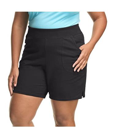 Just My Size by Hanes Cotton Jersey Shorts, Womens Cotton Shorts, Womens Tagless Shorts, 7" Inseam, JMS 2X Black