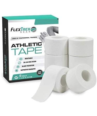 AFFORDTEX Sports Tapes  8 Adhesive Rolls Bundle with No-Sticky Residue  Sport Tape with Zig-Zag Edge for Easy Tearing  Skin-Friendly Athletic Tape of 1.5 x 10 Yards for Athletes, Coaches, Amateurs