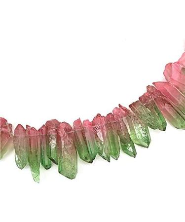 Natural Crystal Rough 1 Stripe Green and Titanium Aura Lemurian Quartz Crystal Point Stone Decorative Stones and Crystals - Buy Online on GoSupps.com