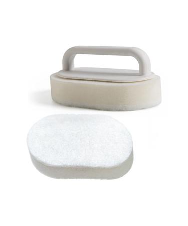 tesrgre Handle Bath Tub Scrubber Soap Scum Remover for Shower Scrubbers Non Scratch Scrub Cleaning Sponge Bathroom Scouring Pads Easy to Use White