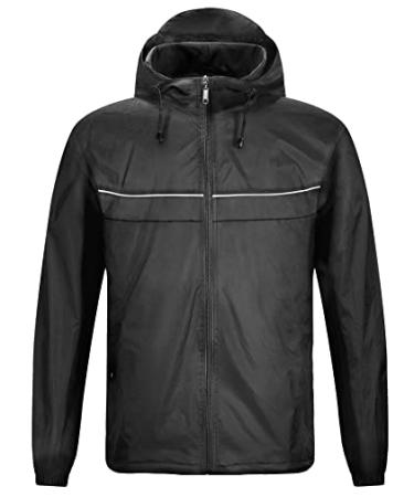 GEEK LIGHTING Men's Waterproof Hooded Rain Jacket Lightweight Packable Raincoat for Outdoor Camping Travel Star-black 3X-Large