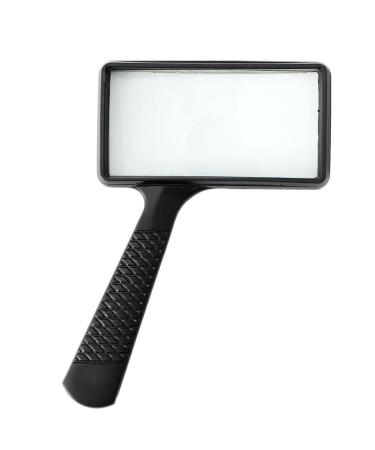 Rectangular Hand-held Magnifier 3X Magnification Scratch-Resistant Glass Lens Large Horizontal Viewing Loupe