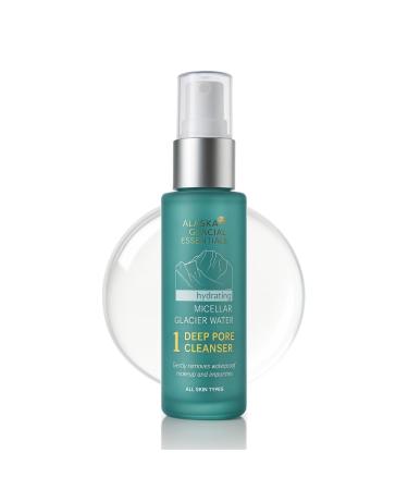 Alaska Glacial Micellar Glacier Water Cleanser for Sensitive Acne-Prone & Oily Skin | Removes Makeup & Sebum Detoxifies Pores Hydrates | Fragrance-Free 15ml Travel Size 0.5 Fl Oz (Pack of 1)