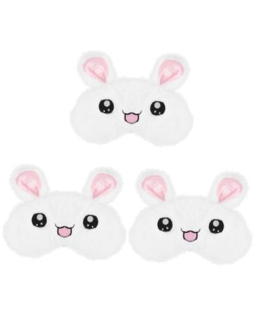 FOMIYES 3 Pcs Travel Eye Mask Eye Mask for Travel Eye Shades Eye Face Mask Eyes Mask Rabbit Eye Mask Plush Eye Mask Work Eye Mask Fluffy Facial Mask White Rabbit Blindfold Child