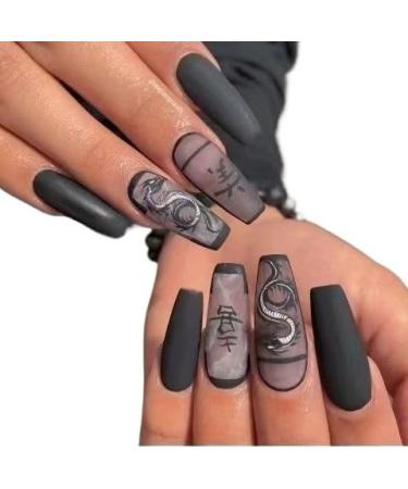 Temperament enhancement manicure hand-made wearing a Chinese style nail patch dark manicure.(S)