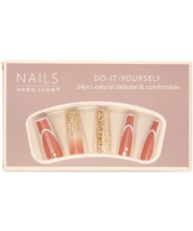 24Pcs/Set Press On Nails Long Brown Gradient False Nails Acrylic Fake Nails Full Cover Nails Tips Artificial Finger Manicure Press on nails for Women and Girls - Buy Online on GoSupps.com
