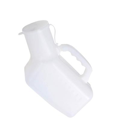 Re-Usable Male Urinal with Integral Carry Handle Anti Spill Lid 1200ml Capacity Ideal for Travel and Camping(White) Happy