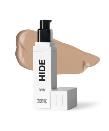 HIDE PREMIUM Liquid Foundation  SEE SHADE FINDER Below For Perfect Match  Multi-Use Waterproof Foundation  Medium/Full Coverage Foundation  Oil Free   We Have a Shade For All Skin Types  1 fl. Oz. (Natural Beige) 08 Natu...