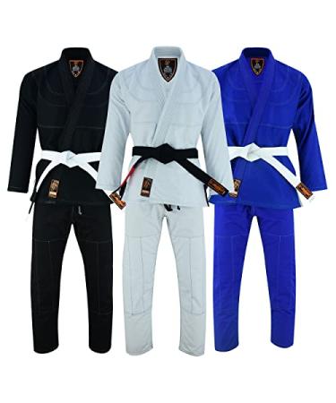 Jaguar Essential Series - Brazilian Jiu Jitsu BJJ Kimono Uniform Gi No Logo - Kids Adult Unisex - Free White Belt A-6 White