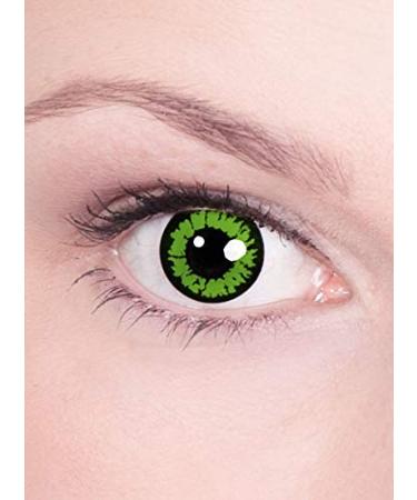 Contact lenses annual lenses Green fire - motif lens with prescription (1 piece) - dioptria: -2.0 - ideal for Halloween carnival & motto party Green fire -2.0 dioptries