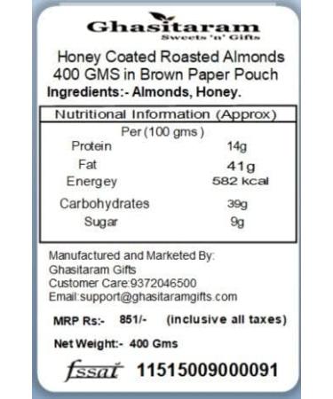 Jaiccha Ghasitaram Rakhi Gifts for Brothers Rakhi Dryfruits - Honey Coated Roasted Almonds 200 GMS in Brown Paper Pouch with Rudraksh Rakhi - Buy Online on GoSupps.com