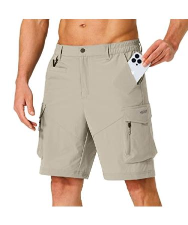 Men's Hiking Cargo Shorts Quick Dry Lightweight Travel Shorts with Multi Pockets for Fishing Camping Golf Khaki X-Large