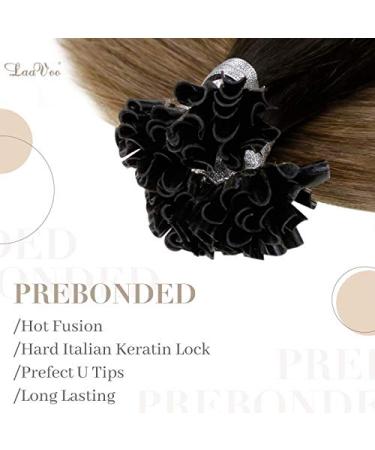 LAAVOO Ombre Brown Real Hair Extensions - Keratin Bonded U-Tip & I-Tip 55cm | Dark Brown Balayage #2/6/18 - 50g Quality Hair Extensions - Buy Online on GoSupps.com