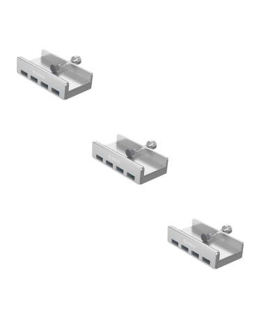 minkissy 3 pieces 4-port USB30-hub plus power supply connection charger computer clip silver x 3 pieces 8.9 x 4.6 cm x 3 pieces