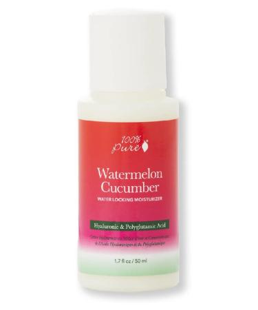 100% PURE Watermelon Cucumber Water Locking Moisturizer Natural Facial Hydration Boost with Hyaluronic Acid Replenishing Anti Aging Face Cream & Quenching Dry Skin Care Vegan - 1.7 fl oz