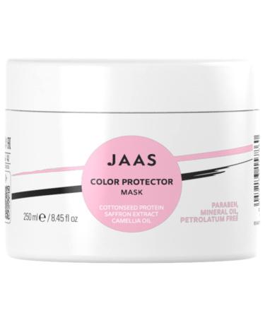 JAAS JAAS Color Protector Nutrient Mask and Protection for Coloured Hair. Saffron Extract Camelia Oil and Cotton Seed Oil. pH acid 3.5-4.5 which prolongs brightness and duration of colour. 250 ml