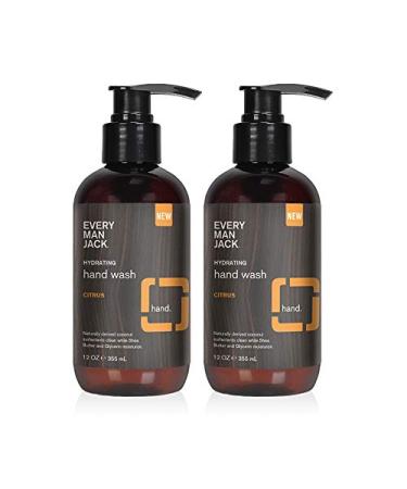 Every Man Jack Hand Wash - Citrus |12-ounce Twin Pack - 2 Bottles Included | Naturally Derived, Certified Cruelty Free, Gluten Free ,Vegan