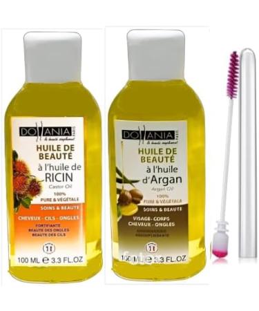 2x100 ml Argan Oil and Castor Oil Made in France hair care nourishes stimulates and strengthens the growth of the beard eyelashes eyebrows nails - Buy Online on GoSupps.com