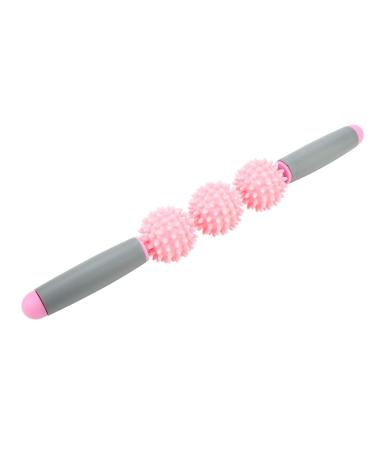 Massage tab 1 piece portable yoga stick with 5 cellulite sting balls muscle roller deep fabric massage tab tools for back arms shoulder leg pink