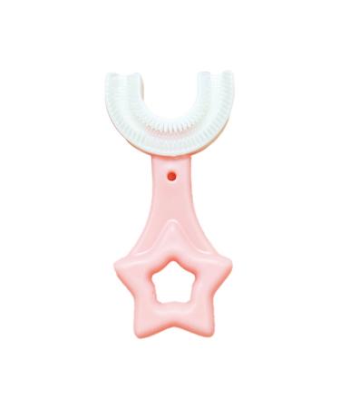SUICRA Toothbrushes Toothbrush Teeth Oral Care Cleaning Sheet Comfortable and Simple Silicone U-shaped Toothbrush (Color : Pink)