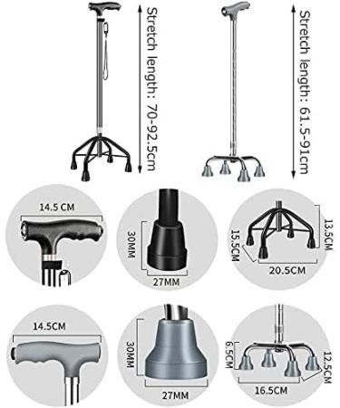 Canes Aluminum Alloy Walking Stick Lightweight Four-Legged Anti-Slip Elderly Walker Height Adjustable Cane with LED Lights for Women Man Outdoor Travel Walking Crutches Journey - Buy Online on GoSupps.com