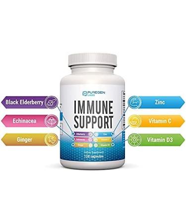 Immune Support Supplement - 6 in 1 Capsules with Elderberry, Echinacea, Vitamin C, D3, Zinc - Boosts Immunity for Adults & Kids - 120 Count - Buy Online on GoSupps.com