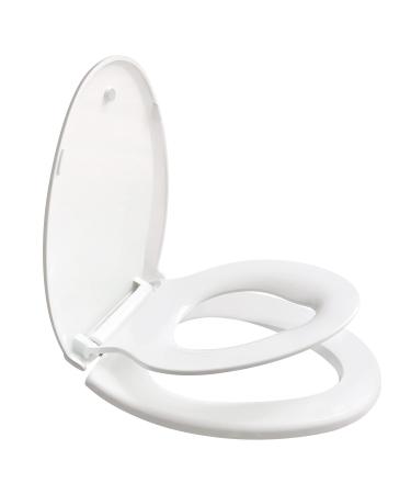 Elongated Toilet Seat with Built in Potty Training Seat/Toilet Seat with Cover,Durable Plastic, White, Replacement Toilet Seats 4012 one-size