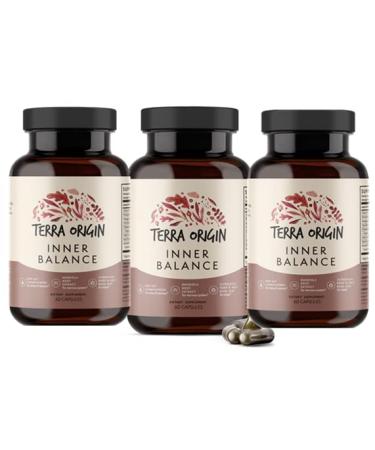 TERRA ORIGIN Healthy Inner Balance Stress Relief Supplement Capsules | 90 Servings (Three 30 Servings Bottles) | Rhodiola Extract Astragalus Root Holy Basil and KSM-66 Organic Ashwagandha