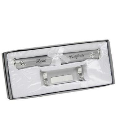 Silver plated Birth Certificate Holder and Stand Christening Gift