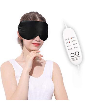 Emacombo Heated Eye Mask Reusable USB Silk Steaming Eye Mask with Temperature/Timer Control for Sleeping Eye Puffiness  Dry Eye  Tired Eyes  Blepharitis  Styes and Eye Bag
