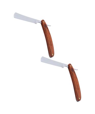 Beaupretty tool 2PCs razor -razor at home for the use of bare steel shave design safety with walnut old trip traditional manual art hairdresser grip practical 19cm brown