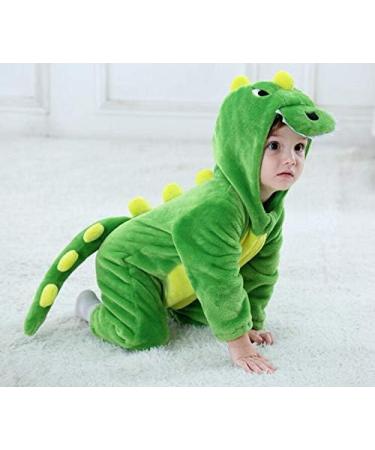 Alltops Baby Toddler Cartoon Dinosaur Jumpsuit Romper | Flannel Animal Pajamas Onesie | Green Dinosaur 18-24 Months - Buy Online on GoSupps.com