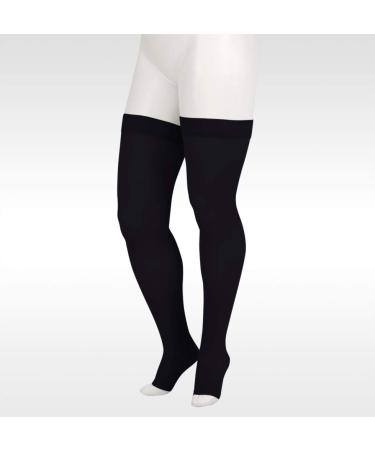 Juzo Soft 2001 Thigh-high 20-30mmhg Compression Open Toe Stocking Black 4 (IV) 4 (IV) Black