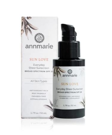 Annmarie Sun Love SPF 20 Reef Safe Sunscreen with Organic Oils - Lightweight & Sheer Sun Protection (50mL) - Buy Online on GoSupps.com