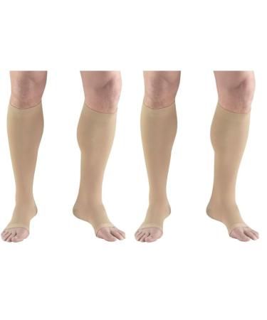 Truform Surgical Stockings 18 mmHg Compression for Men and Women Knee High Length Open Toe Beige 2X-Large (Pack of 2)