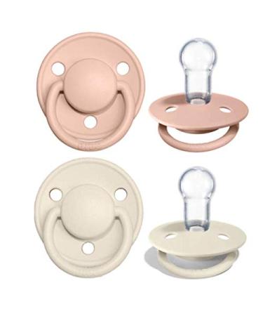 Personalized Silicone Pacifier Double Pack - Custom Engraved Text | Bibs de Lux in White & Pink - Buy Online on GoSupps.com