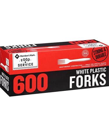 Member''s Mark Heavyweight White Plastic disposable (Spoons , Forks ,Knives) Great for home, office and picnics (Forks)