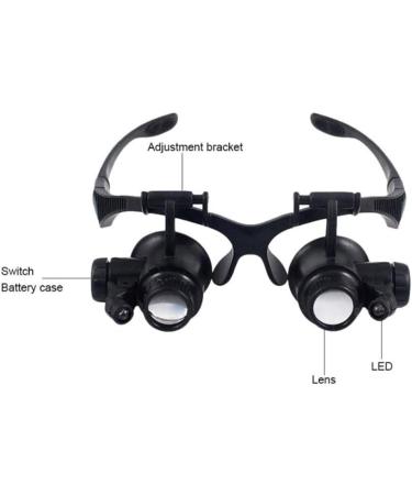 Magnifying Glass 10x 15x 20x 25x Double Eye Glasses Loupe Head Wearing Magnifying Glasses Headset with Led Light for Repair Jewelery Magnifiers - Buy Online on GoSupps.com