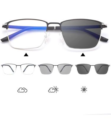 Riccie Varifocal Glasses for Men - Anti-Blue Light Photochromatic UV400 Presbyopic Sunglasses Diopter +1.0 to +3.0 - Buy Online on GoSupps.com