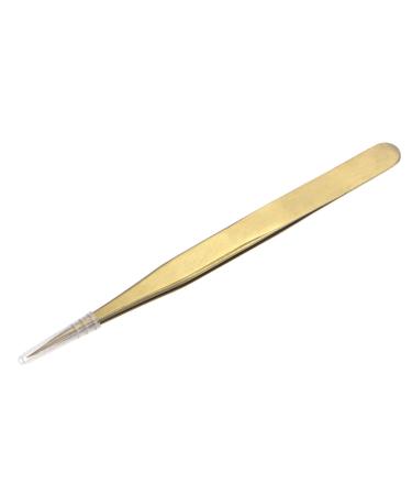 uxcell Non-magnetic Straight Tip Tweezer Anti-static Stainless Steel Precision Tweezer for Eyelash Extensions Volume Gold Tone 135x10mm Gold Tone