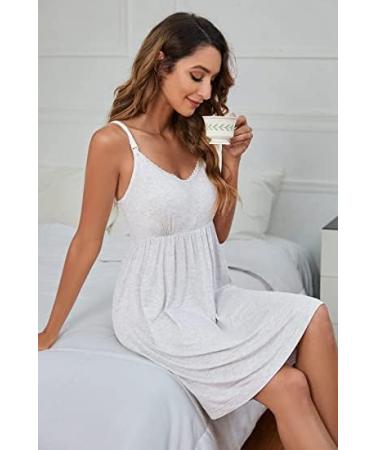 Sosolism Women's Nursing Nightdress | Padded Lace Trim Maternity Dress - Buy Online on GoSupps.com