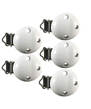 Pollutant-Free Baby Pacifier Clip | 5x White Wood Clips - Safe & Stylish - Buy Online on GoSupps.com