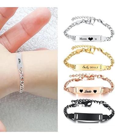 Personalized Children's Gravure Bracelet | Custom Figaro ID Band for Birth Baptism & Birthday Gifts | Unique Name Bracelet for Young Girls - Buy Online on GoSupps.com