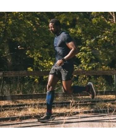 Thuasne Sport UP ACTIV Running Compression Socks - Degressive Ankle to Calf 39/42 L Blue/Coral - International Shipping Available - Buy Online on GoSupps.com